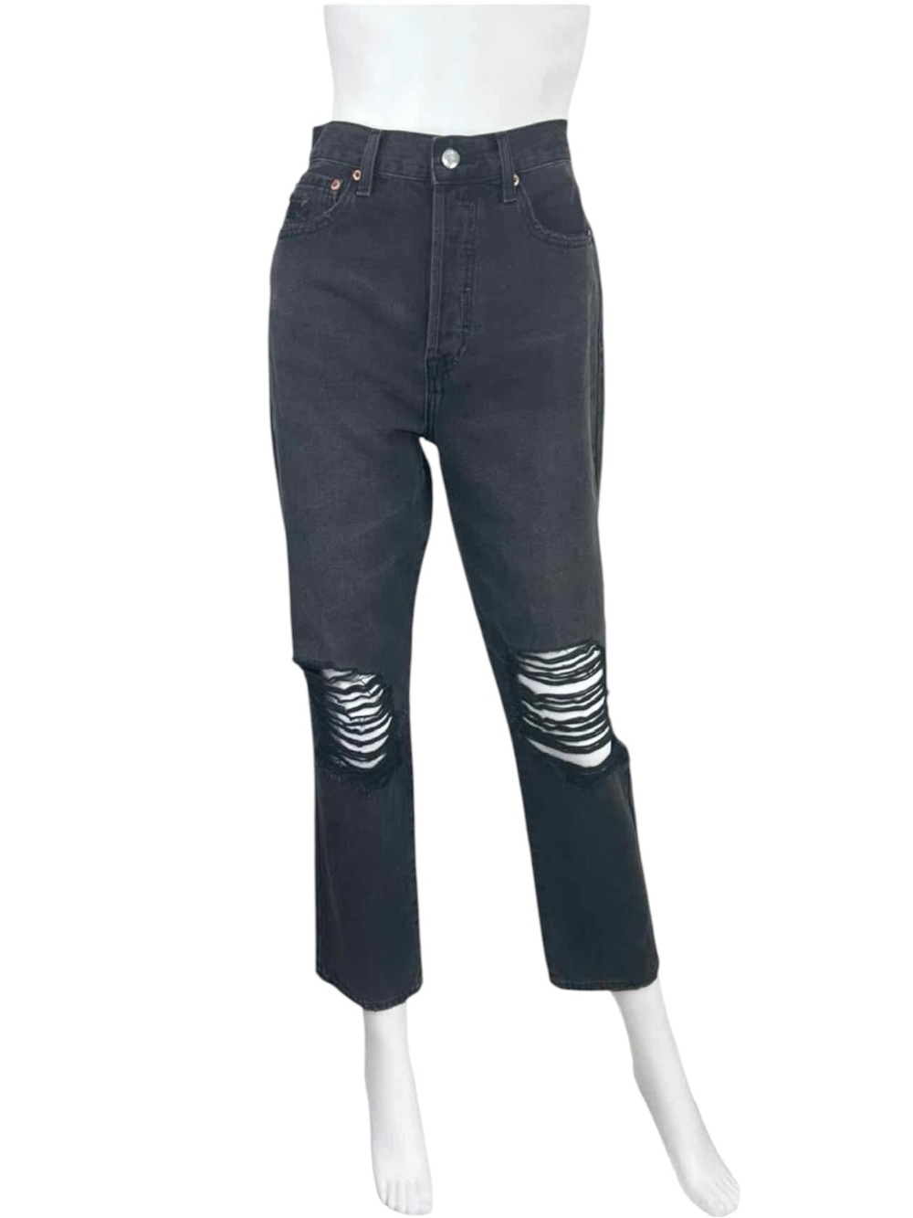 PISTOLA Black Distressed High Waisted Jeans Size 28 N0794